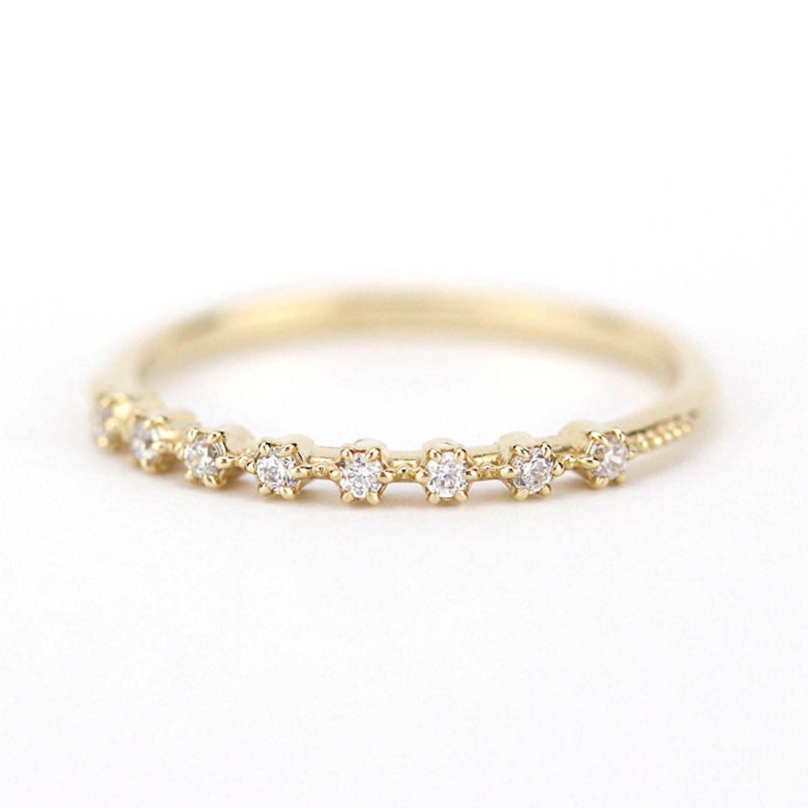Dainty Diamond Eternity Band: 18k Yellow Gold Wedding Ring - Etsy