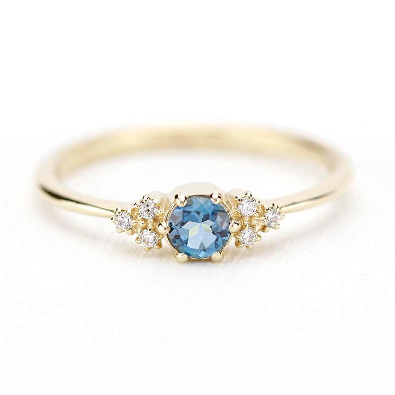 Simple Engagement Ring Engagement Ring London Blue Topaz | Etsy