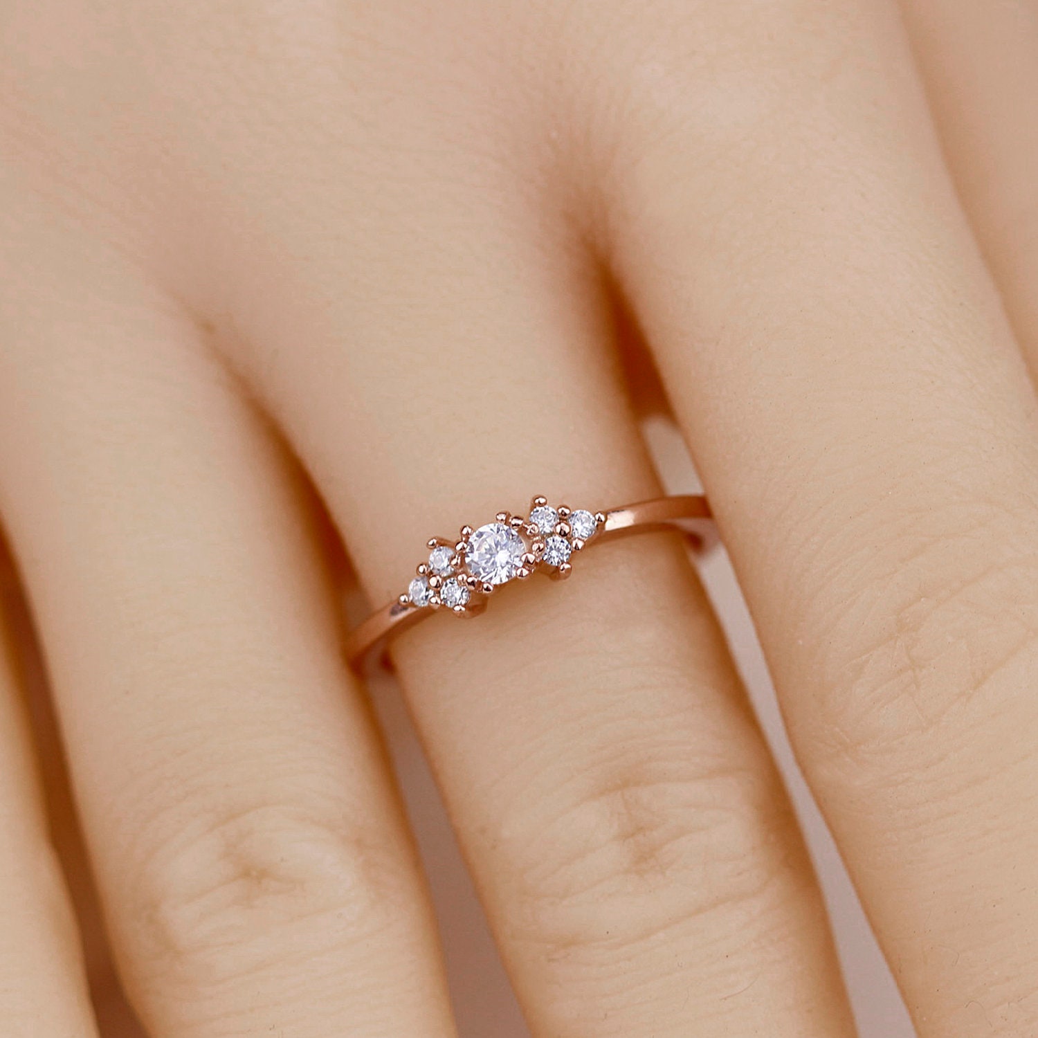 Diamond Engagement Ring, Minimalist Simple Ring Gold, Dainty