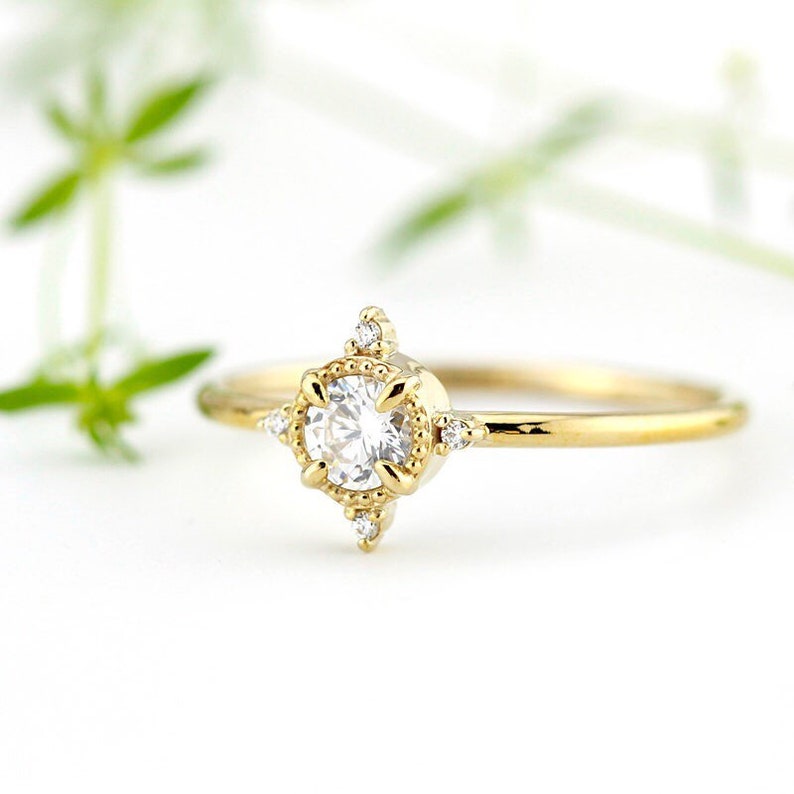 engagement ring, Diamond ring, dainty engagement ring, simple ring, minimal ring, promise ring, delicate ring, anniversary ring image 2