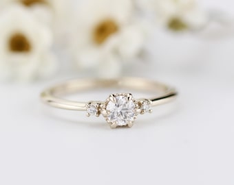 simple engagement ring, white gold ring, delicate engagement ring, dainty engagement ring, minimalist engagement ring