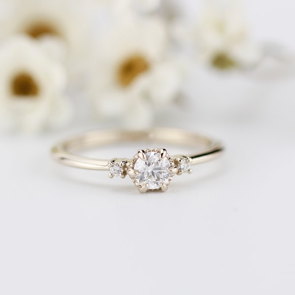 simple engagement ring, white gold ring, delicate engagement ring, dainty engagement ring, minimalist engagement ring