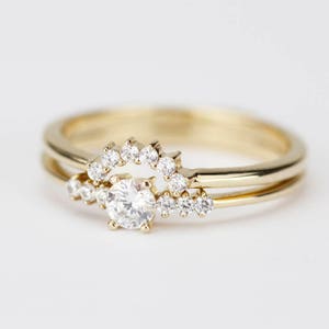 18k gold wedding ring set, Wedding rings set women, wedding set rings unique, bridal set, wedding set minimalist, engagement rings unique image 3