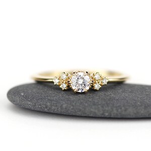 Delicate Diamond Ring, Engagement Ring White Diamond, Minimalist ...