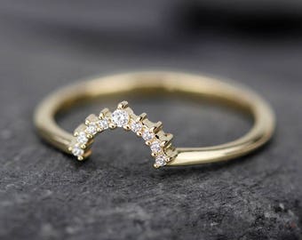 engagement ring, Diamond Wedding Band, Curved Wedding ring diamond, Curved Diamond Band, Wedding Ring band, wedding band, minimalist ring