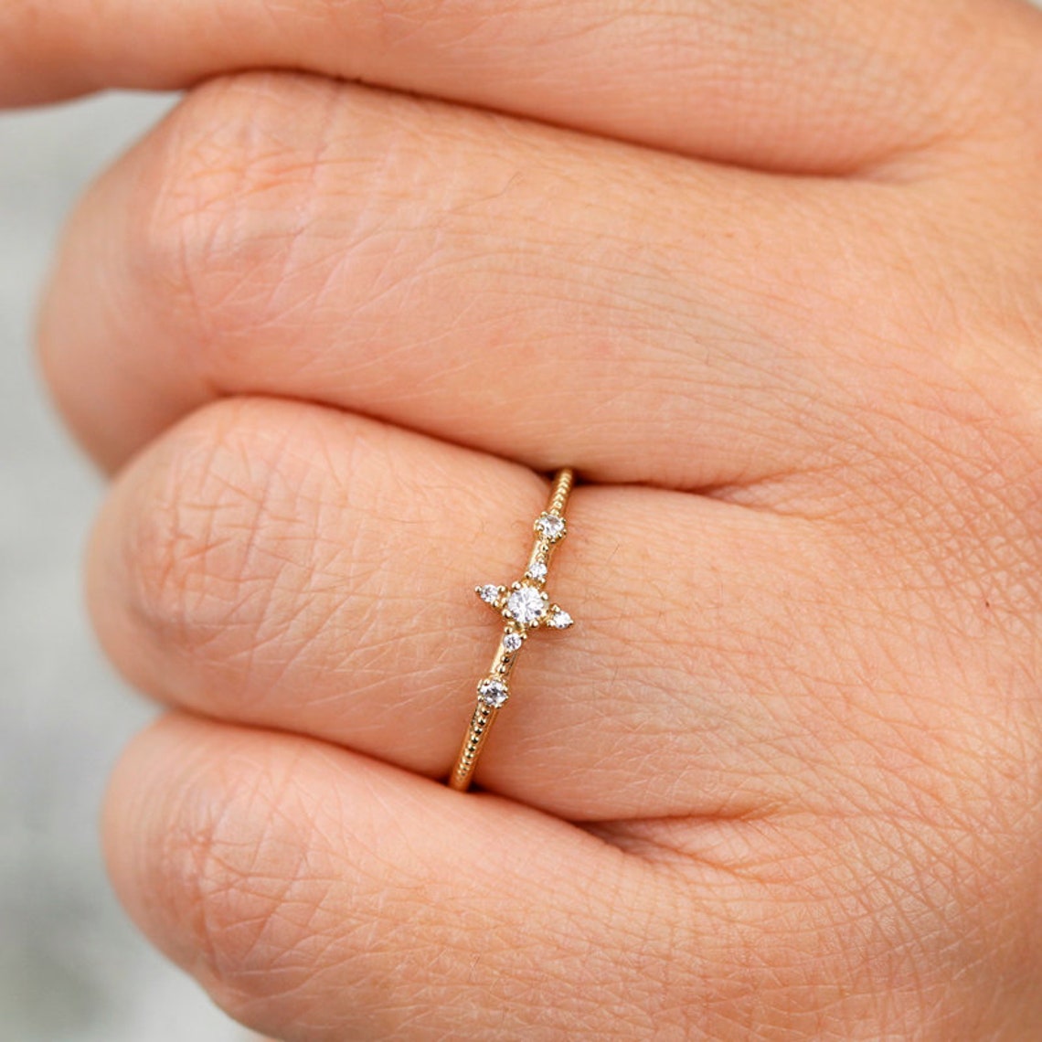 Delicate Engagement Ring Engagement Ring Dainty Ring Etsy