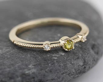 Engagement Ring, Cluster ring, Dainty tourmaline Ring, round  Engagement Ring, Symmetric Ring, Delicate Ring, Cluster Engagement