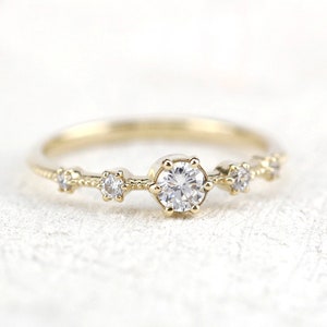 minimalist engagement ring, engagement ring, simple diamond ring, white diamond ring, delicate engagement ring, gold diamond ring
