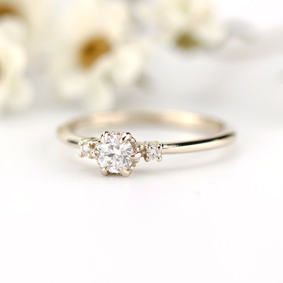 14k Gold Simple Diamond Solitaire Engagement Ring/ Dainty Ring/promise Ring/  Diamond Wedding Ring for Women/minimalist Diamond Ring/stacking - Etsy