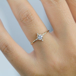 engagement ring, Diamond ring, dainty engagement ring, simple ring, minimal ring, promise ring, delicate ring, anniversary ring image 3