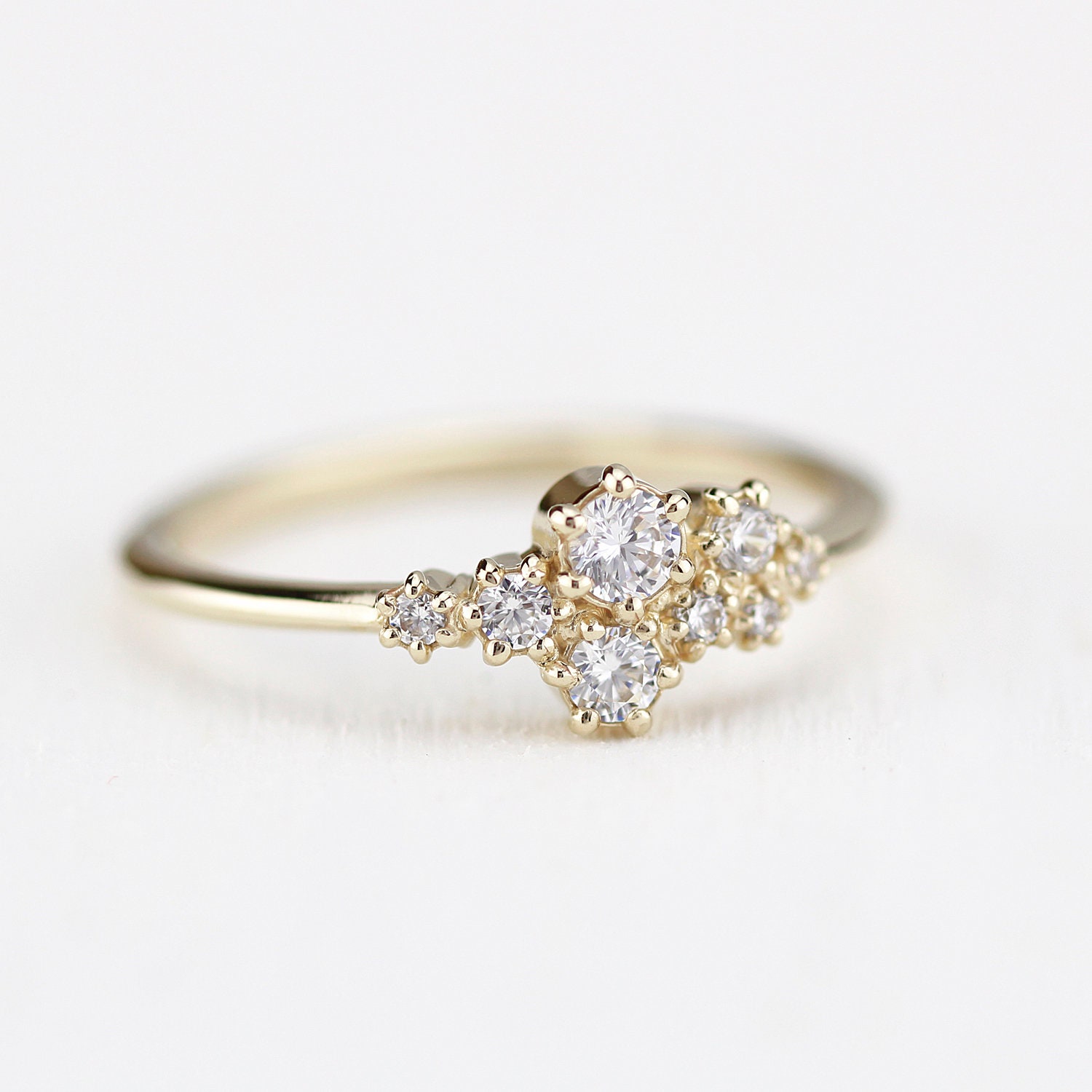 Cluster Engagement Ring White Diamonds Unique Engagement | Etsy