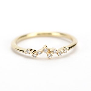 Diamond wedding band stackable | Mini cluster ring | Modern engagement ring