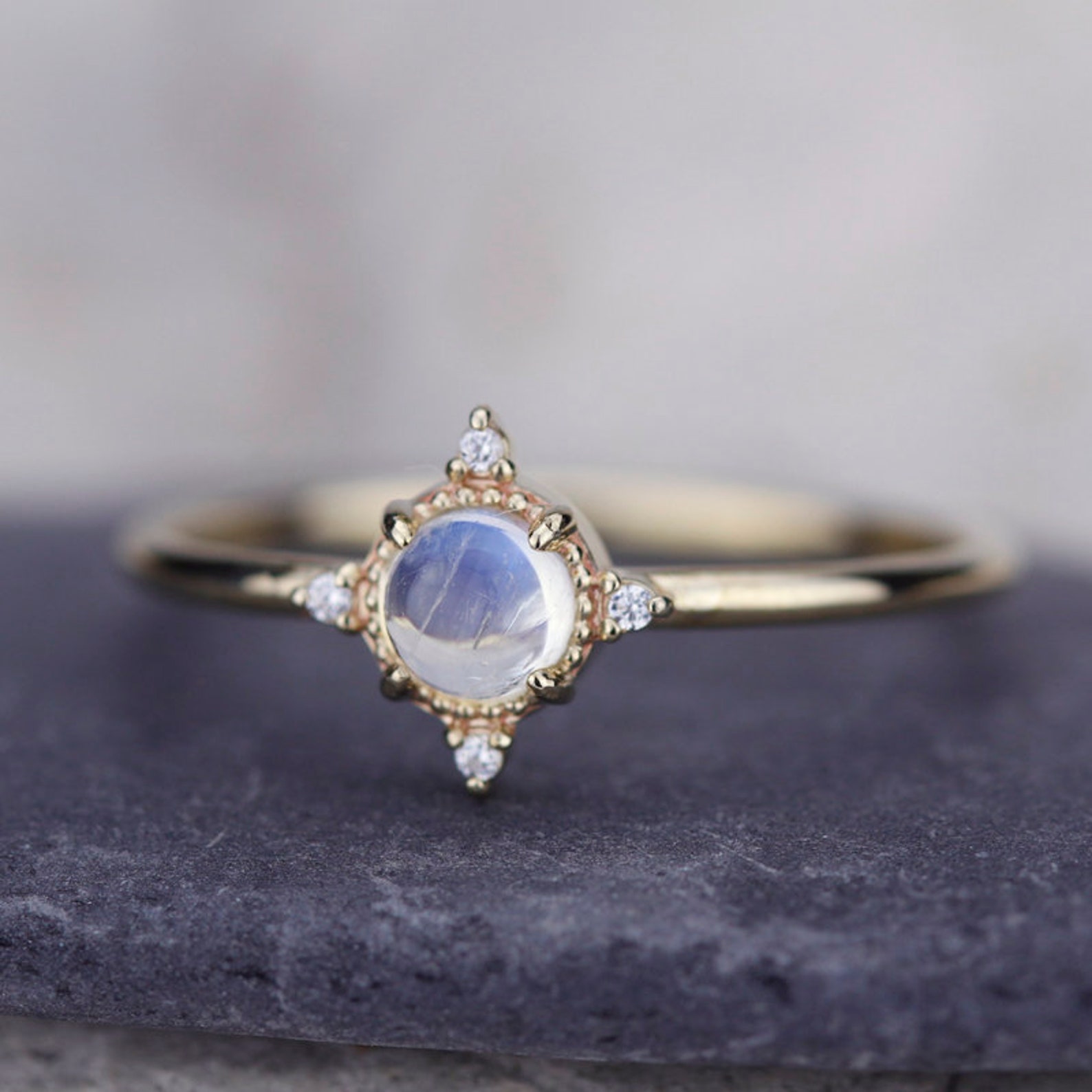 Delicate engagement ring diamond ring minimalist engagement | Etsy