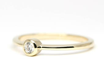 Dainty engagement ring, yellow/rose/white gold, minimalist engagement ring for her delicate engagement ring, R149WD
