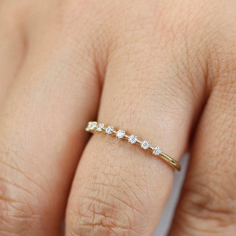 Dainty Diamond Eternity Band: 18k Yellow Gold Wedding Ring - Etsy
