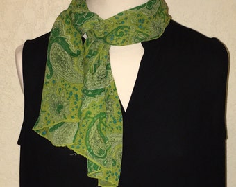 Paisley Green Vintage Oblong Scarf.