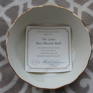 Lenox Collections Rose Blossom Bowl Fine China Tipped with 24 Karat Gold