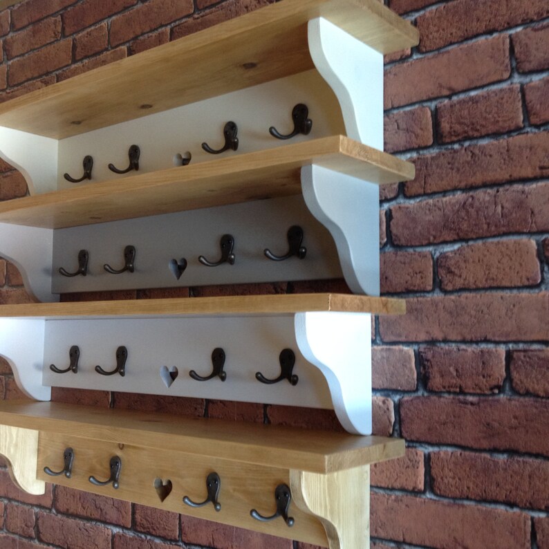 shabby chic coat hooks with shelf