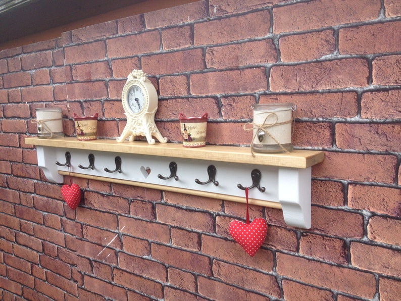 Vintage Shabby Chic Wooden Coat Rack Shelf Storage Handmade Etsy