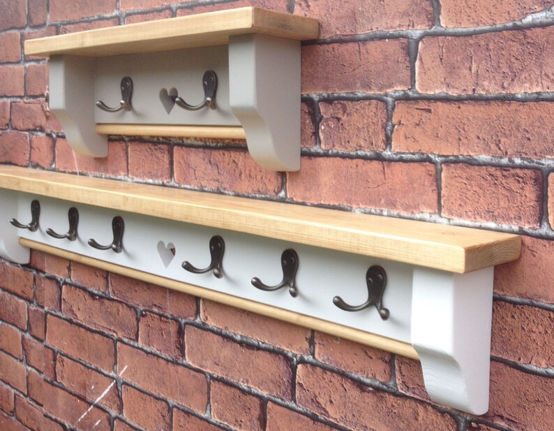 Vintage Shabby Chic Wooden Coat Rack Shelf Storage Handmade Etsy