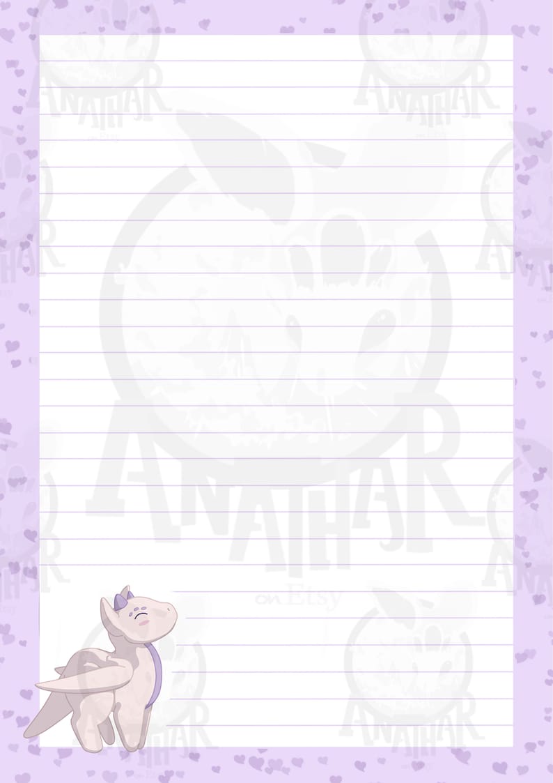 Printable Pastel Dragon Stationary / Digital Download / 4 A4 - Etsy