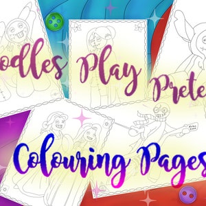 5 Colouring Pages / Voodles in Fancy Dress / Digital Download