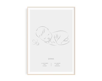 BABY Geschenk Geburt, Babygeschenk, Geburtsgeschenk, personalisiertes Poster, Poster Name, Poster Schwarz Weiss, skandinavisches Poster
