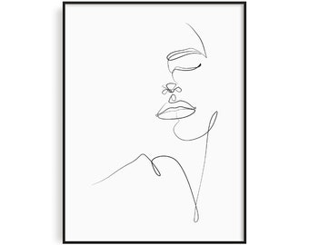 Abstract Woman Print, Female Body, Fine Line, Art, Black and White, Nude, Woman, Feminine Poster