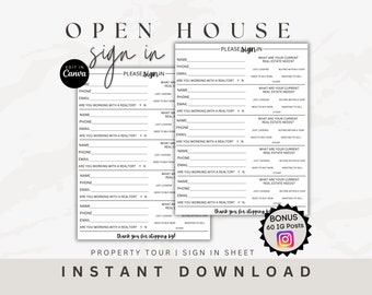 Open House Sign-in Sheets Real Estate Printable Real Estate Marketing ...