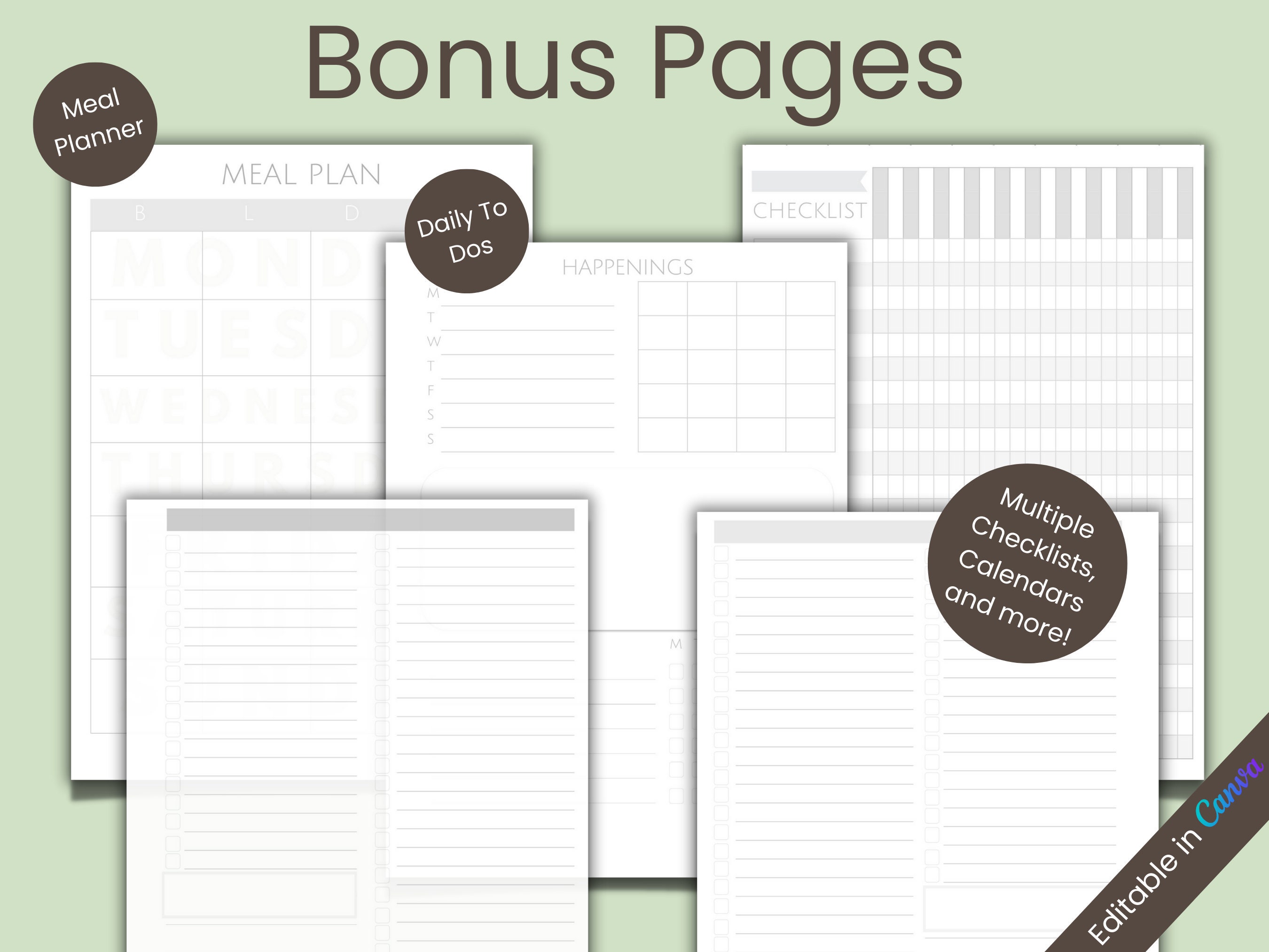 Minimalist Planner Printable Undated Canva Planner PDF Editable Digital ...