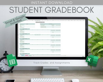 assignment deadline tracker Homeschool Planner GRADEBOOK Excel Spreadsheet STUDENT COLLEGE Assignment Tracker Google Sheets Personal Homework Tracker Editable Template