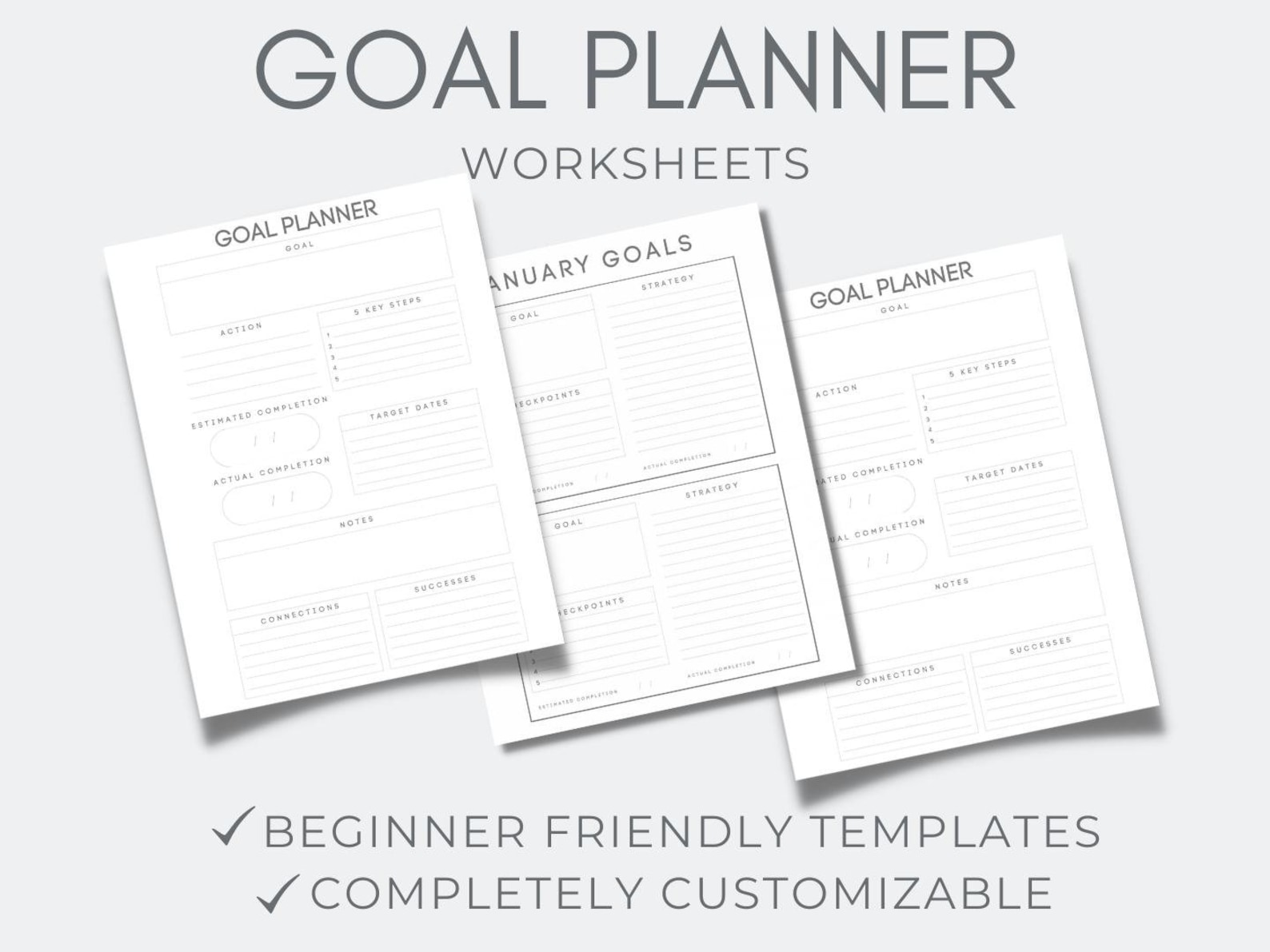 Goal Planner Printable Canva TEMPLATE Planner PDF 1 Page Etsy