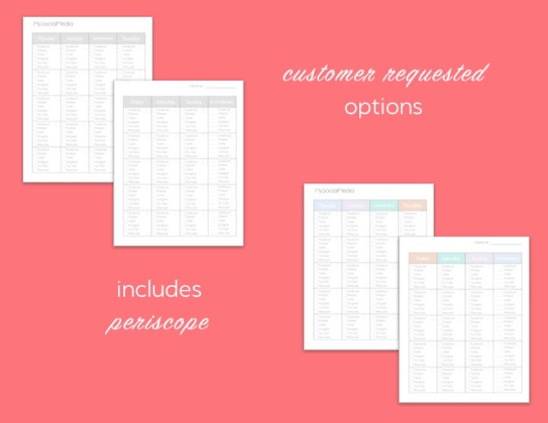 Social Media Planner Calendar Calendar Tracker Pdf Download Etsy - image 0 image 1