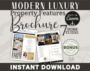 Luxury Home Feature Sheet, Luxe Real Estate Flyer, Luxury Real Estate Marketing, Open House Flyer, Realtor Listing Flyer, Canva Template