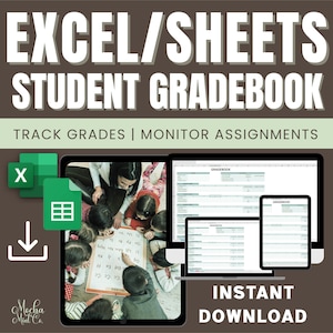 Homeschool Planner GRADEBOOK Excel Spreadsheet STUDENT COLLEGE Assignment Tracker Google Sheets Personal Homework Tracker Editable Template