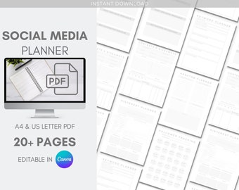 Social Media Planner Content Planner Canva Template Social Media Plan Editable Template Social Media Audit Printable Business Planner A4