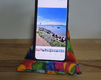 Fabric Phone Pillow Stand: Multicolored Cell Phone Holder