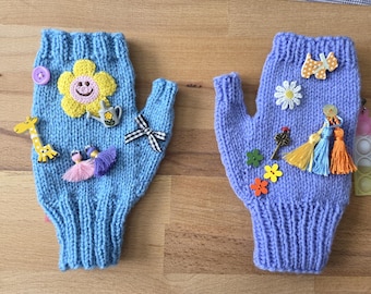 Hand Knitted Fidget mitten: Sensory Activity Aid for Dementia, Autism. twiddle muff. restless hands. fidget cuff. Glove
