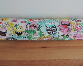 Monsters. Door draft Stopper. Door or window snake. Draught excluder. House and home accessory.eco friendly energy saver