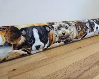 Draft Stopper. Lined. Door or window snake. Draught excluder cover. ecofriendly energy saver. Puppies. Dog lovers