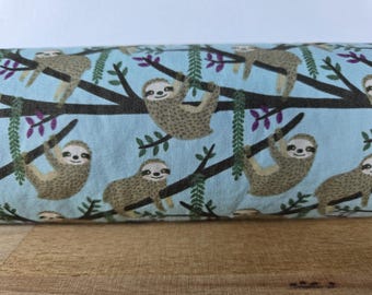 Draft Stopper. Lined Door or window snake. Draught excluder. home accessory. ecofriendly energy saver. Sloths in trees art print