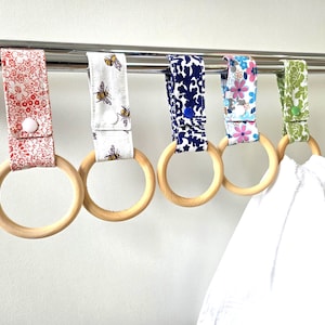 Wooden Ring Kitchen Towel Holder: Kitchen Towel Holder - Fabric Hand Towel holder - Wood Ring Towel Holder - Towel Hanger