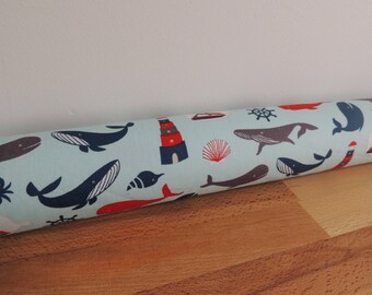 Door draft Stopper. Door or window snake. Draught excluder. House and home accessory.eco friendly energy saver. nautical print draft stopper