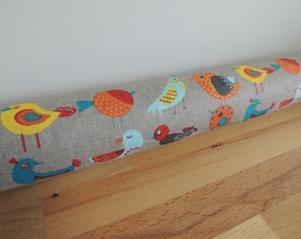 Coloured birdies draft Stopper. Light blocker. Door or window snake. Draught excluder. House and home accessory. window draft stop.