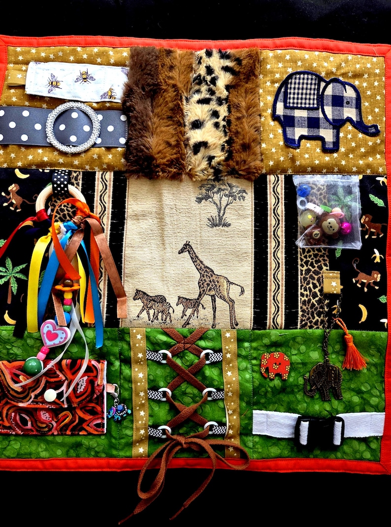 Restless Activity Sensory Fidget Quilt: Dementia Activity Mat for Restless Hands. African ...