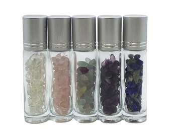 Gemstone Roller Ball Bottle | Roller Bottle with Lid | Gemstone | Chakra | Perfume Bottle | Essential Oil Bottle