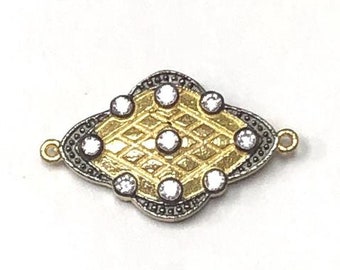 Connector Double Sided Golden & Oxidized Diamond
