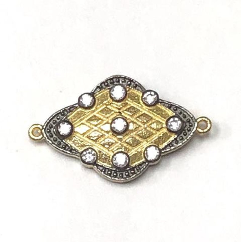 Connector Double Sided Golden & Oxidized Diamond image 1