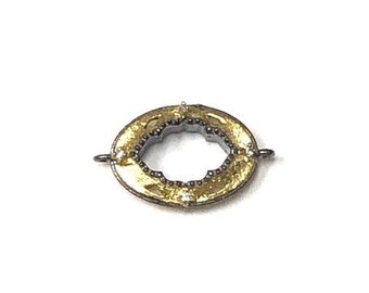Connector Double Sided Gold Plated Sterling Silver with CZ's