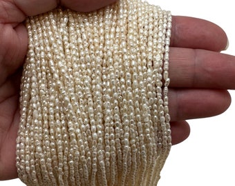Reisperlen Süßwasser 2-3mm +/- Mitte gebohrt - Schmuckdesign | Perlen | Süßwasserperlen | Schmuckversorgung | Schmuckherstellung | Halskette